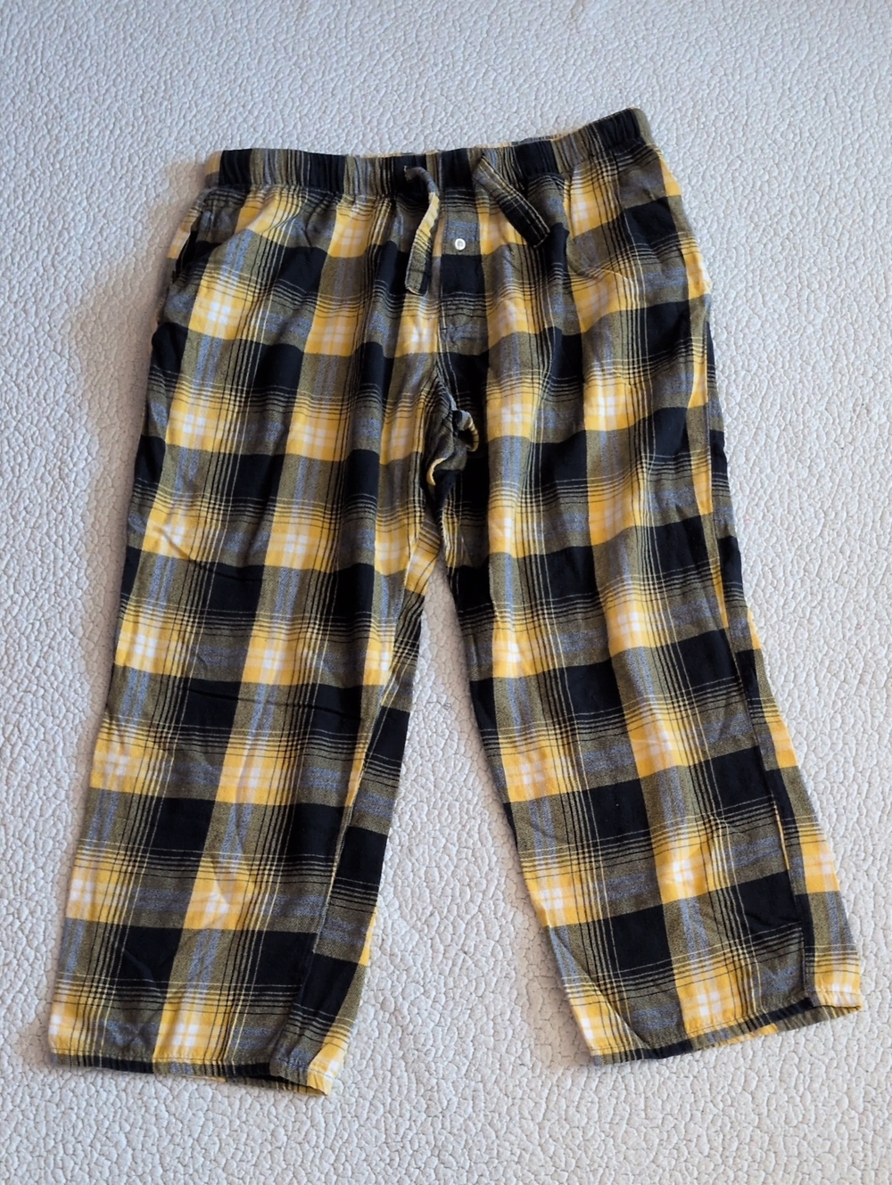 Old Navy Yellow Black Flannel Plaid Baggy Pajamas Pants Loungewear Athleisure XL